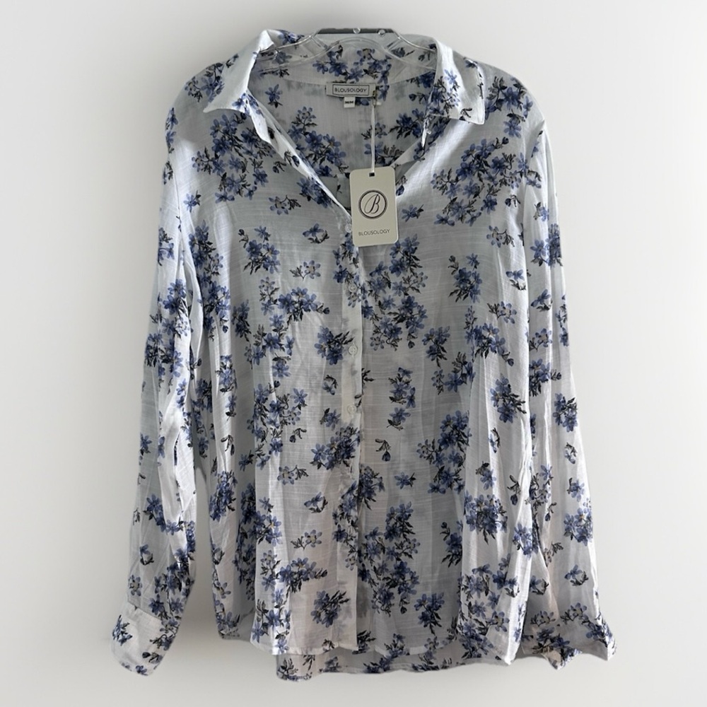 Blousology Women Long  Sleeve Blouse Top‎ Shirt M Lightweight Floral